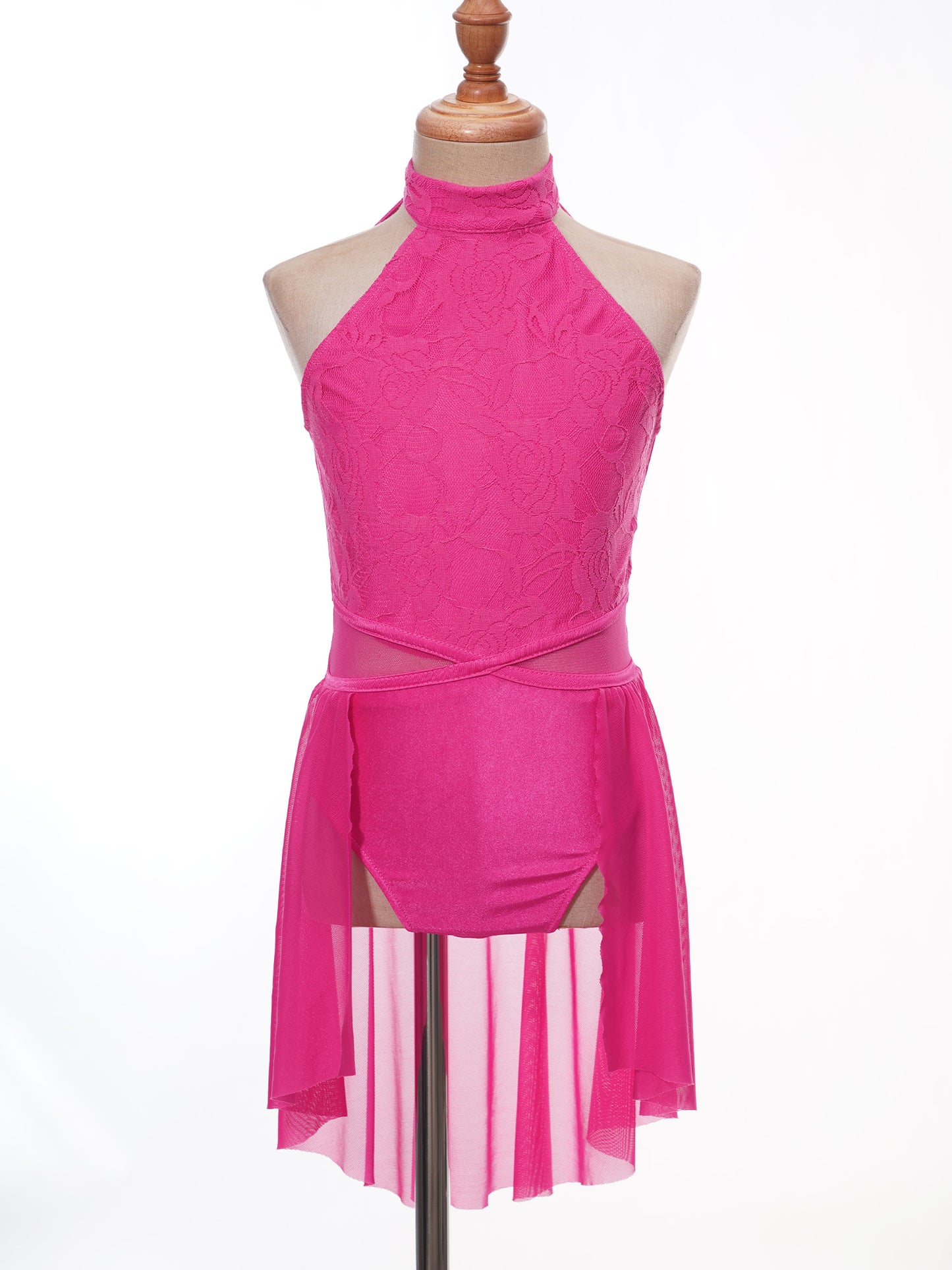 Mädchen Ballett Gymnastik Trikot lyrischen Tanz kleid ärmellose florale Spitze Tutu Tanz kleidung für Eiskunstlauf Bühnen performance