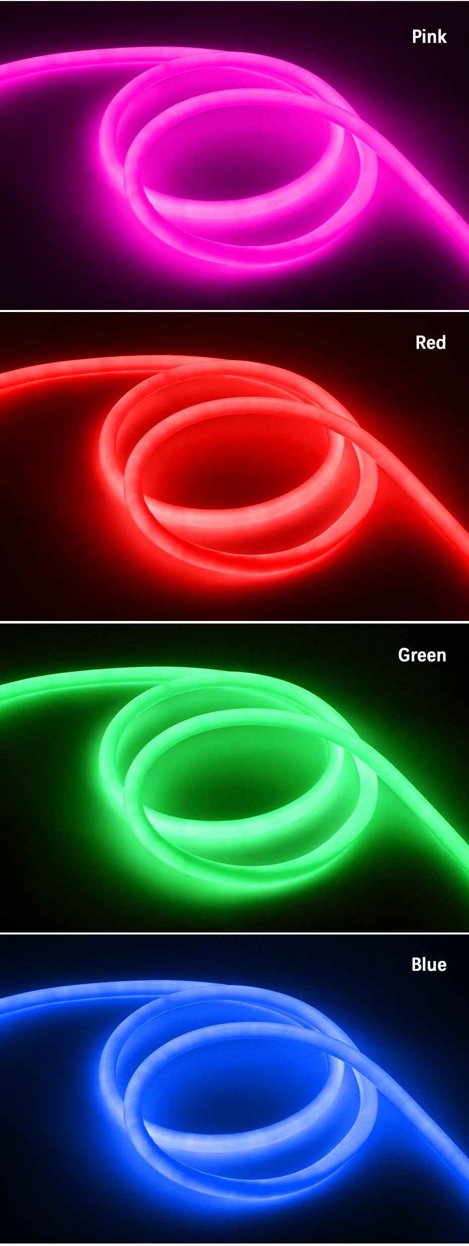 360 Round Tube 220V Flexible Rope Light 120leds/m LED Neon Light Strip  Cold White/Natural White/Red/Green/Blue/Pink Waterproof.