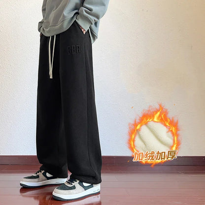 M-7XL Large Size Men's Down Pants Winter 2024 New Thick Lamb Down Casual Low-waist Cotton Pants Oversized Warm Straight Joggers