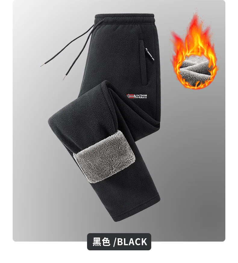 Winter Fleece Ski Pants Men's High Quality Extreme Cold Wool Thick Warm Trousers Women New 2025 Outdoor Camping Work Sweatpants