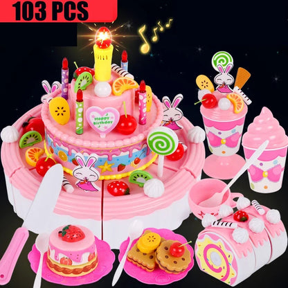 Pretend Play Tea Set Utensils Cut Kids Play House Birthday Cake Toys Children Toy Food Cake Model Girl Simulation Kitchen Coffee