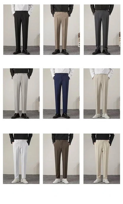 Summer Men's Solid Color Straight Casual Pants Fashion Classic Business Casual Male Brand Clothing Classic Slim Suit Trousers.