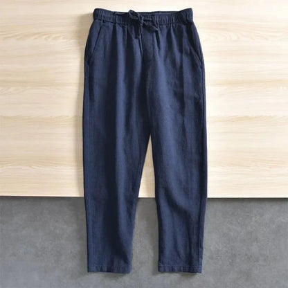 Men's Cotton Linen Casual Pants Baggy Streetwear Men Joggers Sports Trousers Solid Color Long Straight Trendy Pants for Men.