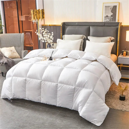 Winter Imitation Goose Down Quilt Five-Star Hotel Duvet Super Soft Fluffy Full Single Autumn Spring Comforter Quilted Blanket.