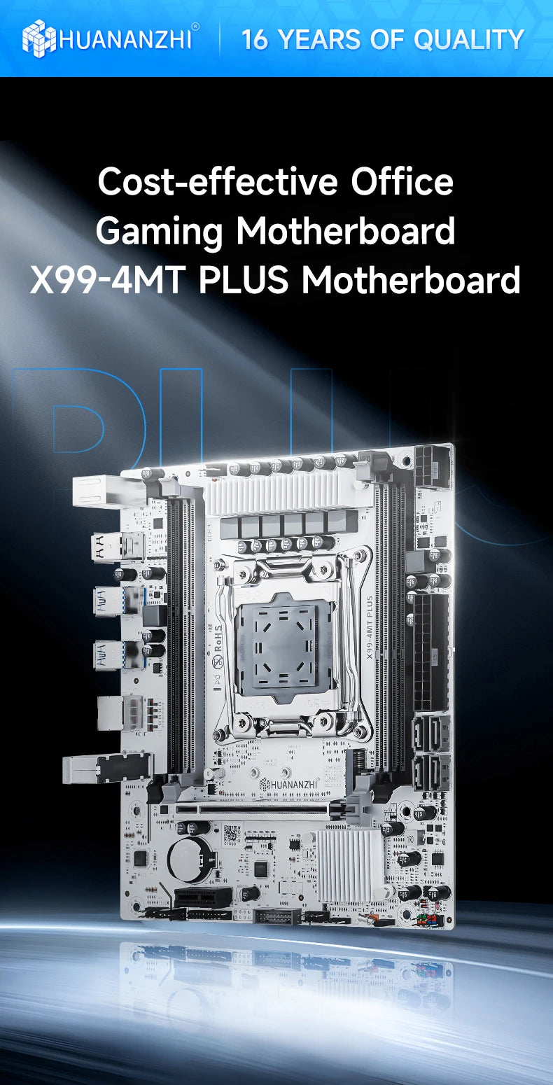 HUANANZHI X99 4MT plus LGA 2011-3 Xeon Motherboard - DDR3 Memory Support NVMe SATA for Gaming & Business Use with TPM2.0.