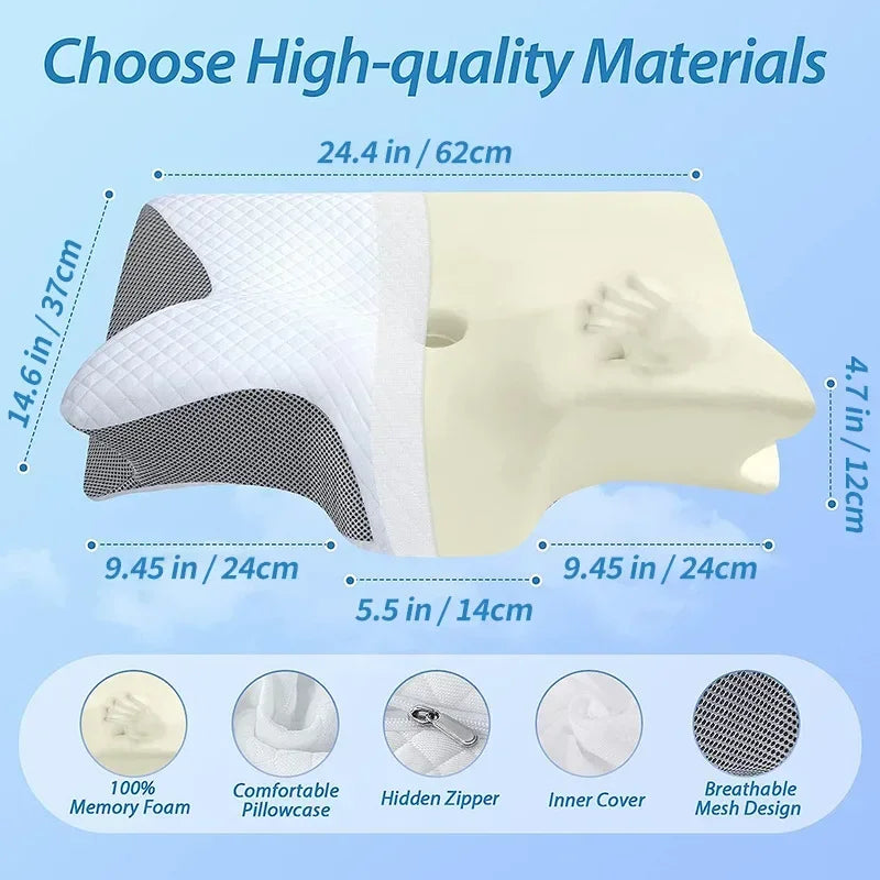 Butterfly Sleep Memory Neck Pillow Slow Rebound Comfortable Memory Foam Sleep Pillow Cervical Orthopedic Neck Massage Bed Pillow.