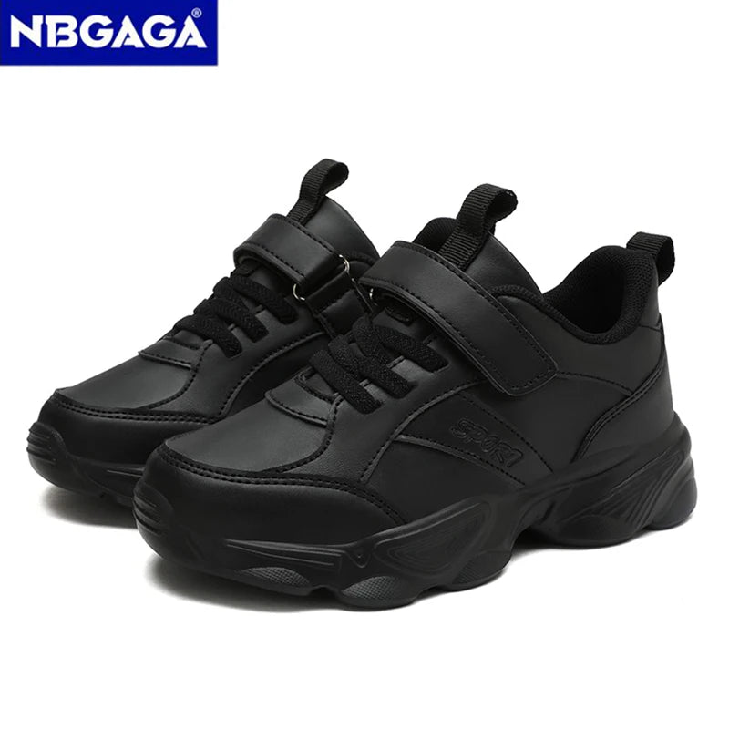 Children's Fashion Sports Shoes Breathable Student Black School Walking Shoes Anti-skid Boys& Girls Casual Running Sneaker.