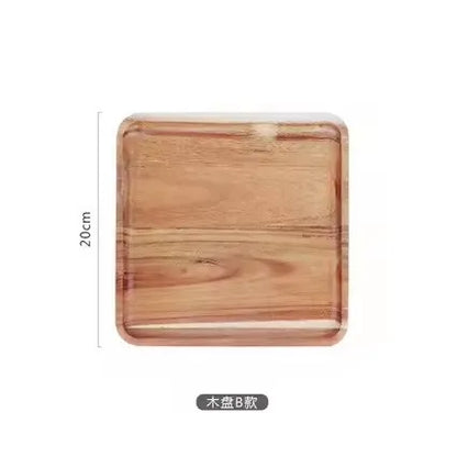 Rectangle Wooden Tea Tray Serving Table Plate Snacks Food Storage Dish for Hotel Home.