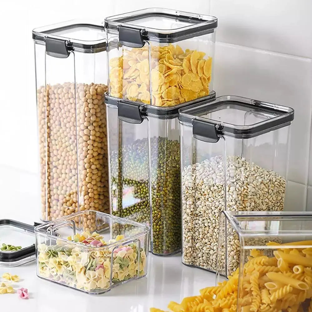 Transparent Food Storage Containers Kitchen Storage Airtight Cans Plastic Storage Boxes Stackable Food Storage Boxes.
