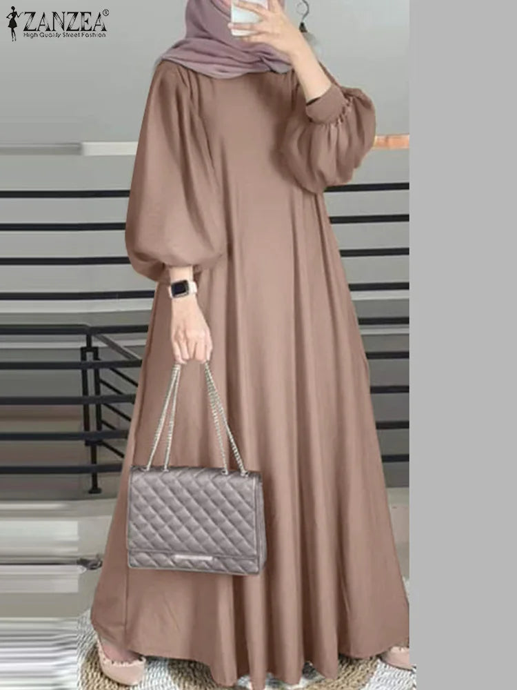 Muslim abaya ZANZEA Autumn Sundress Women Dress Hijab Dresses.