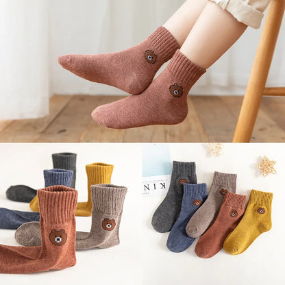 5Pairs/Lot Cartoon Stripe Kids Socks Casual Baby Girls Boys Cotton Spring Autumn Toddler Knitted Children Socks For 1-8Years.