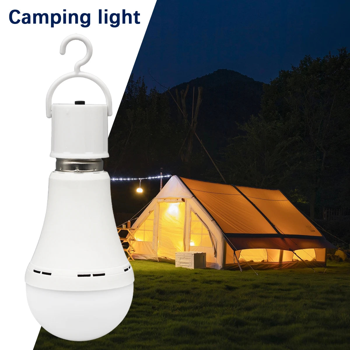 LED-Notfalllampe, wiederaufladbare Glühbirne, 7 W, E27, 110 V, 220 V, tragbar, zum Aufhängen, 3-Wege-Campinglampe, Zelt, Zuhause, Stromausfall, Veranda.