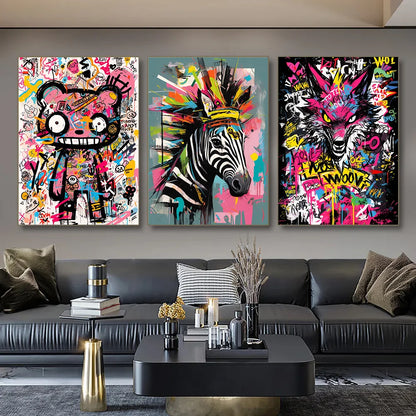 Animation Room Decor Animals Decoration Wall Art Coloured Home Decorations Canvas Painting Graffiti Cartoon Painted Decororation.