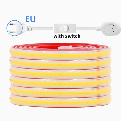 COB LED Streifen Licht Dimmer Schalter EU UK Power Kit 220V 230V 3000K 4000K 6000K 288LED Helle Flex Band Wasserdichte Lineare Beleuchtung