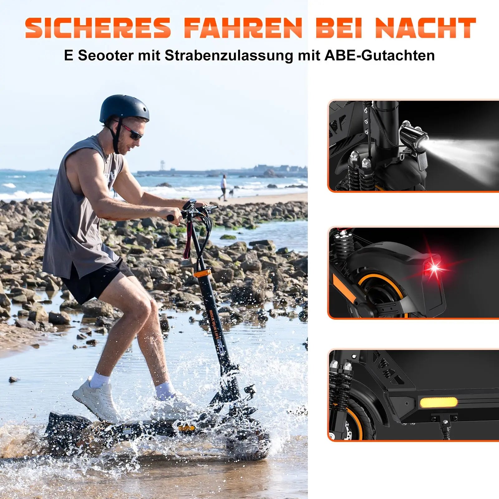 RCB Electric Scooter D5 Pro/D5 (ABE), 48V 27/20.8 Ah Battery, 500W Motor, 10“ Flatproof  Tyre, Dual Shock Absorption E Scooter.