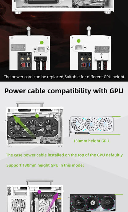 METALFISH T60 Mini ITX Black Case 9L Gaming Computer Chassis Compact transparent PC Support SFX PSU/300mm GPU.