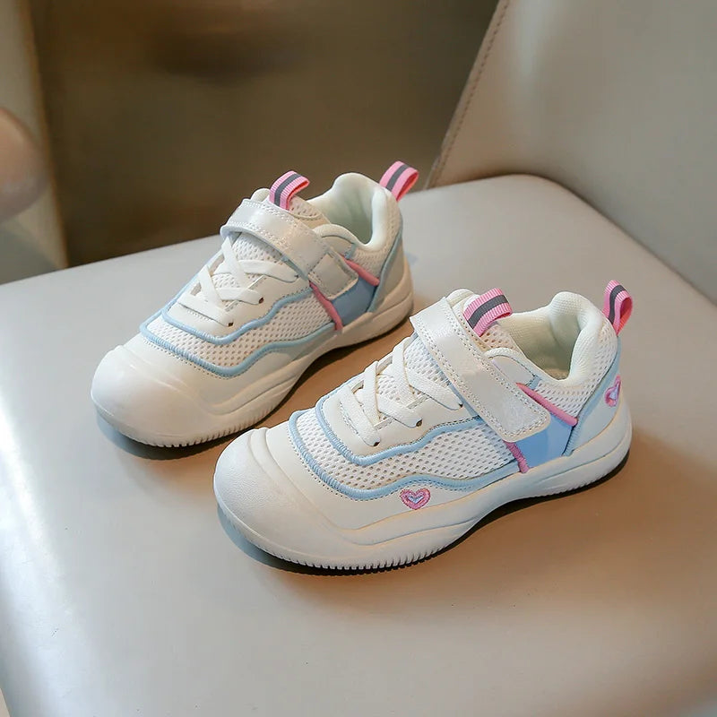 New Girls Sneakers Breathable Mesh Cute Design Outdoor School Kids Sports Shoe Lightweight Comfortable Children Fashion Footwear