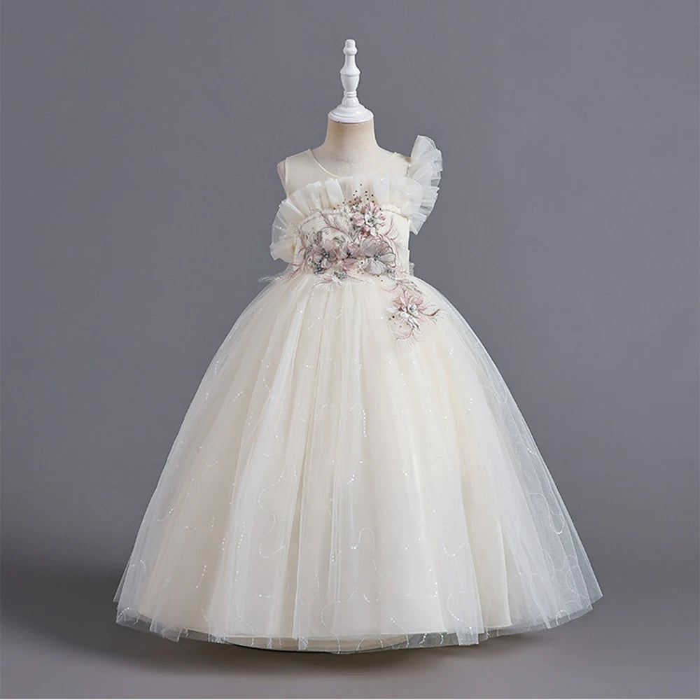 HETISO Kinder Elegantes formelles Kleid Mädchen Blume Prinzessin Party Abendkleid Geburtstag Festliches Neujahrskleid für Kinder 12 14 Jahre.