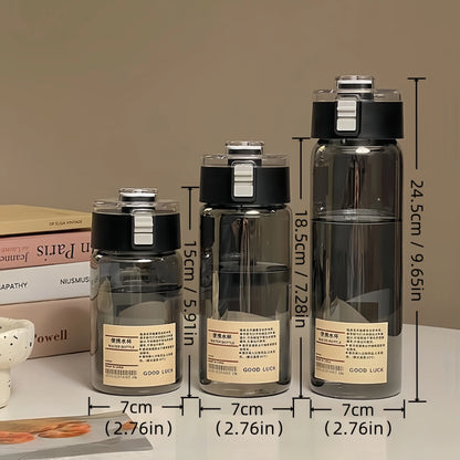 Kawaii Plastic Transparent Water Bottle Leakproof Simple Portable Outdoor Travel Office Water Bottle Juice Cup Beach Drinkware.