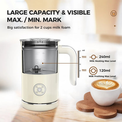Cafelffe 4in1 Electric Milk Frother Frothing Foamer Chocolate Mixer Cold/Hot Latte Cappuccino Automatic foam milk heater Warmer.
