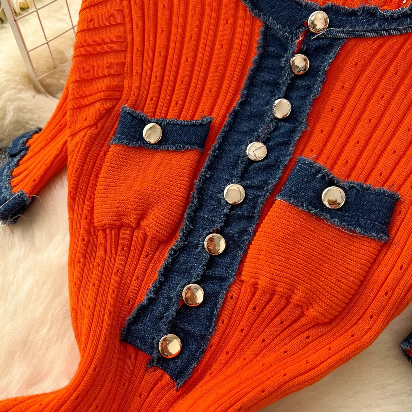 YuooMuoo Chic Mode Sexy Pakete Gestrickte Maxi Kleid Frühling Sommer Vintage Denim Patchwork Lange Pullover Kleid Dame Vestidos.