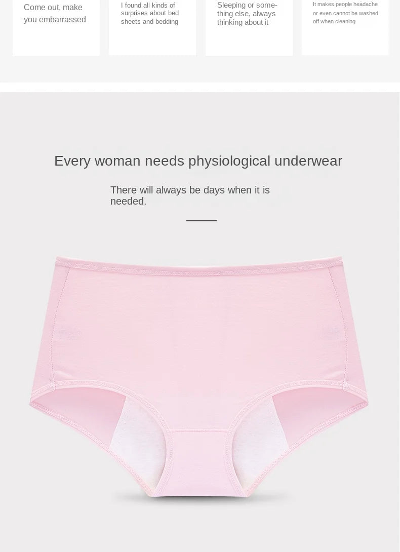 Leak Proof Menstrual Panties Physiological Underwear Womens Comfortable Cotton Panties Breathable Female Waterproof Briefs.