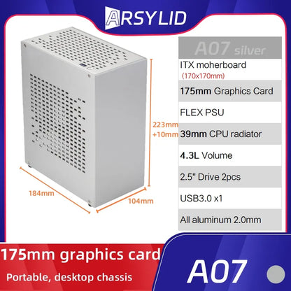 All Aluminum 2.0mm HTPC Mini ITX A4 Chassis Game Computer Support Graphics Card RTX2070 I5 Discrete Display Case K39 A07 A39