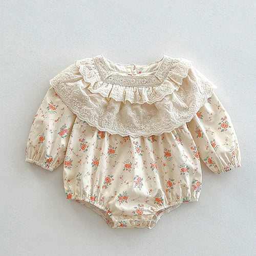 Herbst Frühling Infant Baby Mädchen Bodys + Hut Baumwolle Langarm Blumen Druck Neugeborenen Baby Mädchen Overall Baby Mädchen Kleidung