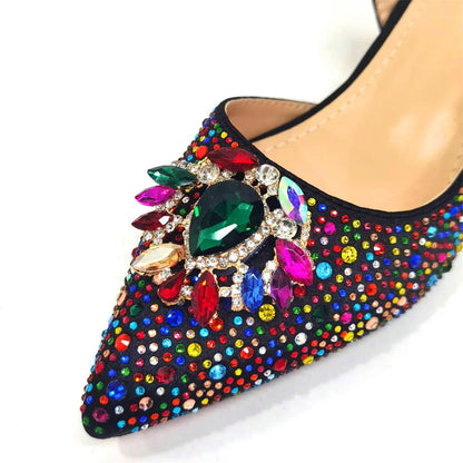 Sandals Woman Summer 2024 Hot Selling Design Pointed Toe Thin Heels Mature Ladies Shoes Matching Bag Set in Red Color