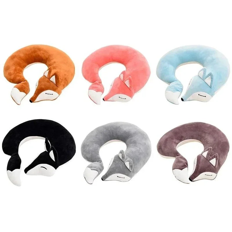 Travel Pillow U Shape Neck Pillow Cute Fox Pillow Hug Sleeping Pillows Ornamental Pillow Office Sleep Pillow 30*30*8CM.