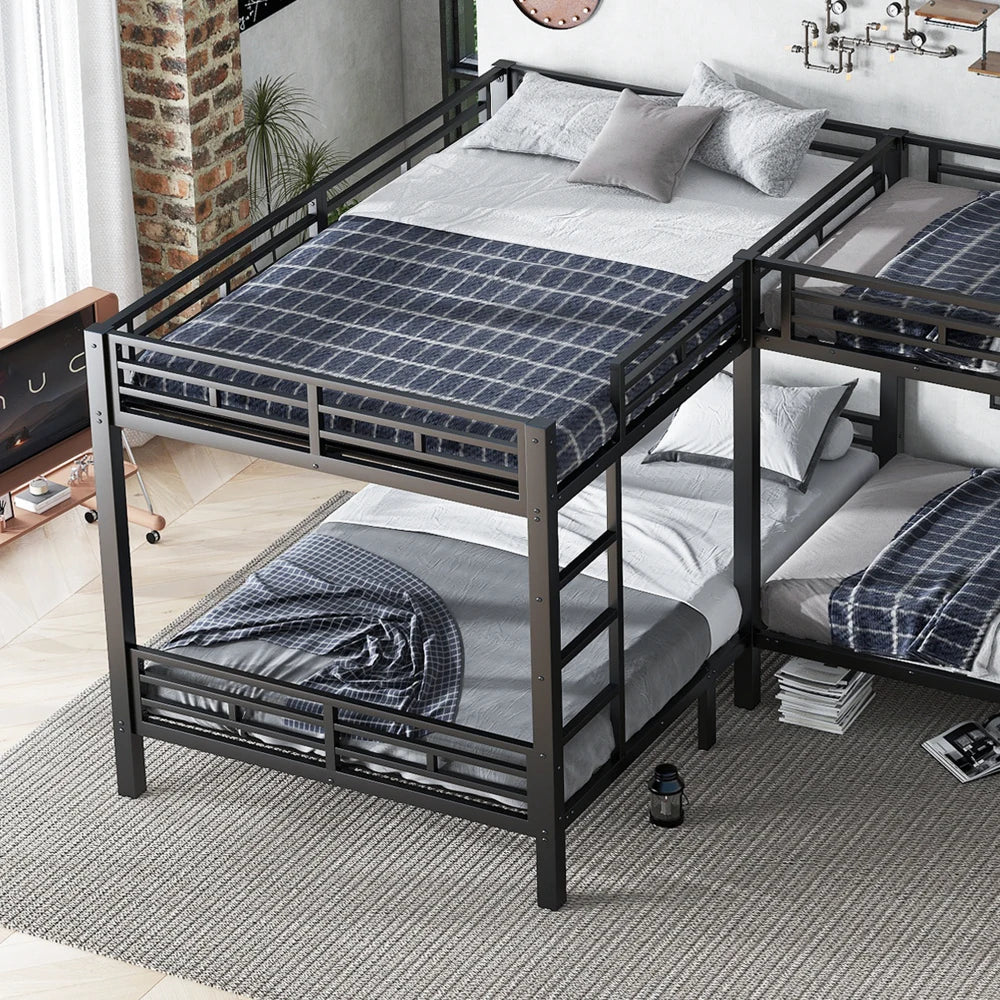 Eisenbett, Etagenbett, dreistufige Leiter, stabiles Gitter, Mehrbettkonfiguration, Betten in verschiedenen Größen, 90 x 200 cm und 140 x 200 cm