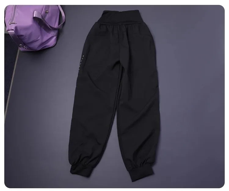 Damen-Fitness-Yogahose mit hoher Taille und Tasche, lockere Bündchen, Knöchel, Workout, Laufen, Training, Sport, Jogginghose, schnell trocknende Haremshose | H&D Shop