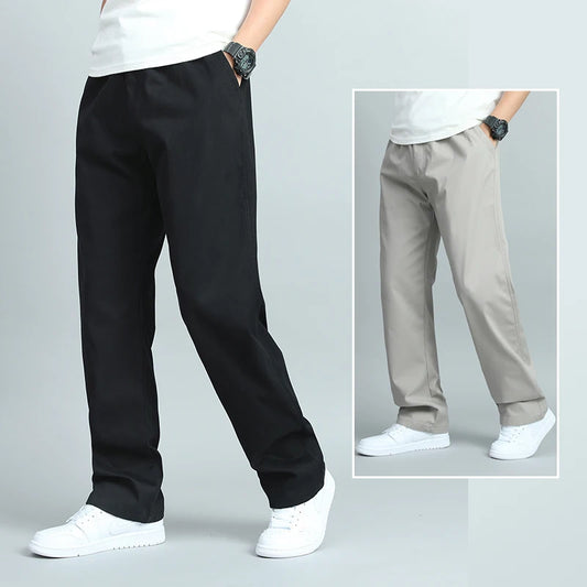 Big Size Men's Casual Cotton Trousers Loose Fit Straight Pants Multi Pocket Big Man Long Pants Mens Jogger Pants Summer Autumn.