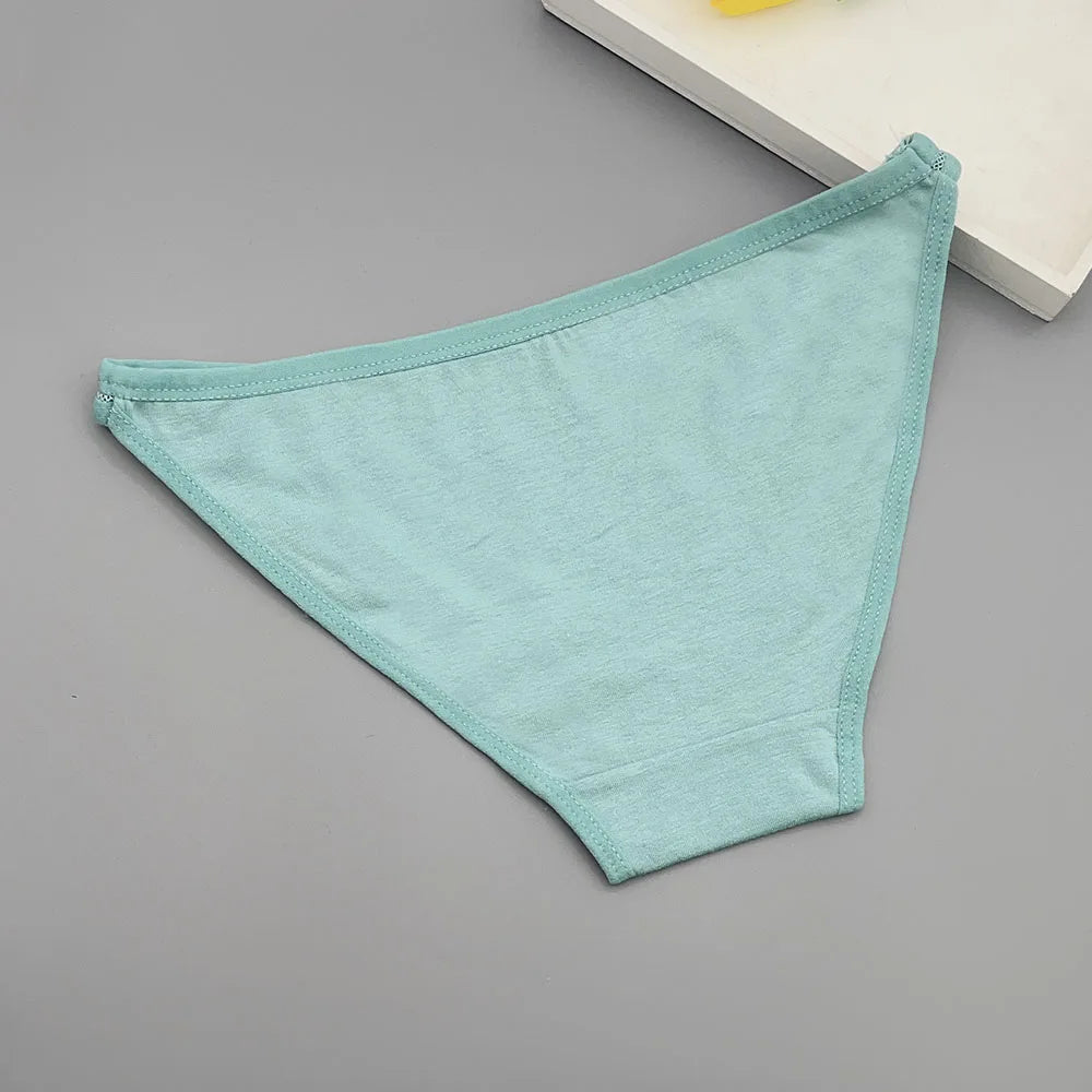 Moonflame 12Pcs Wholesale Women Cotton Panties Sexy Low-Waist Lingerie Female Elastic Soft Underwear Solid Color Underpant.