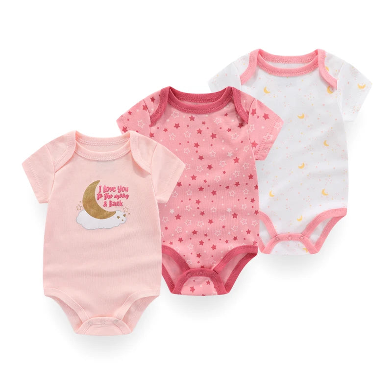 3PCS Mode Sommer Kurzarm Cartoon Baby Junge Mädchen Body Baumwolle Neugeborene Kleidung.
