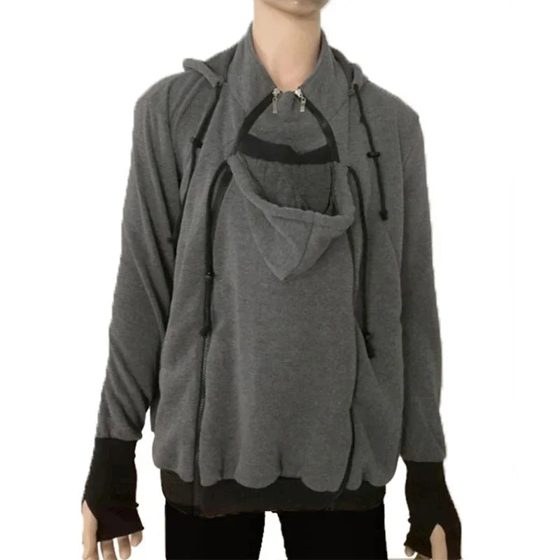 Autumn Winter Kangaroo Baby Carrier Hooded Hoodies Sweatshirt For Father Babywearing Jacket Multifunctional Kangaroo Clothes.