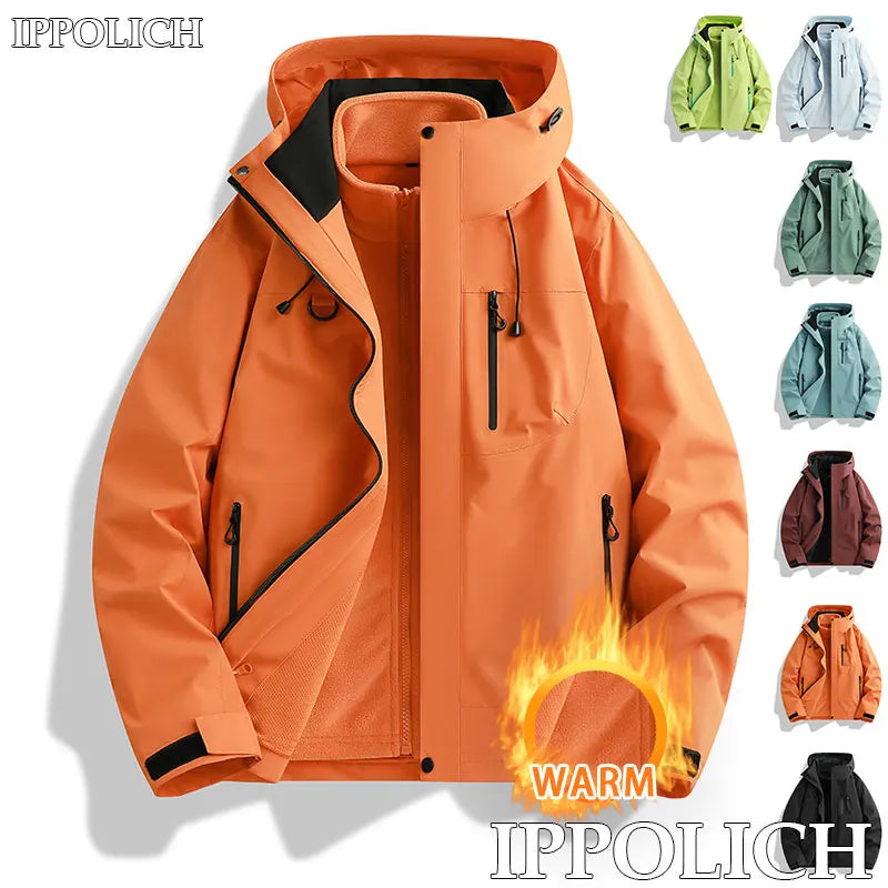 Winter Jacket Outdoor 3-in-1 Waterproof Sport Coat Running Unisex Hooded Hiking Jacket Warm Breathable Outdoor Couple Loose Coat.
