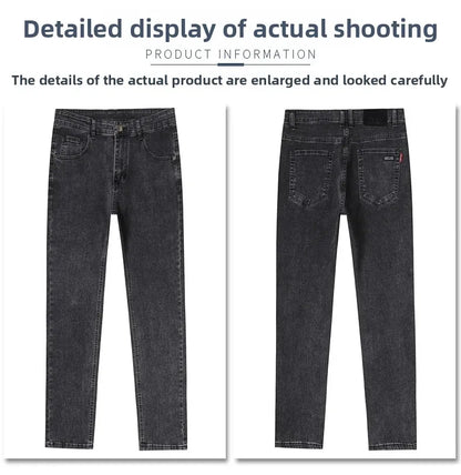 Slim Fit Casual Men's Jeans Youth Straight Leg Regular Business Elastic Long Trousers Autumn New Arrival from Mainland China