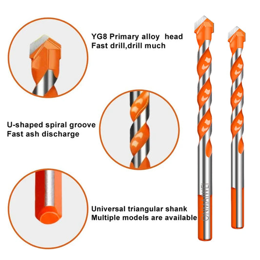 3-12mm Gewinde Dreieck Wolfram Stahl Wand Fliesen Beton Bohren Bit Haushalt Marmor Overlord Diamant Hand Bohrmaschine