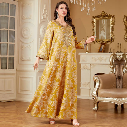 New Women Muslim Embroidery Maxi Dress Abaya Dubai Kaftan Eid Djellaba Kebaya Caftan Marocain Femme Robe Islam Jalabiya Vestidos.