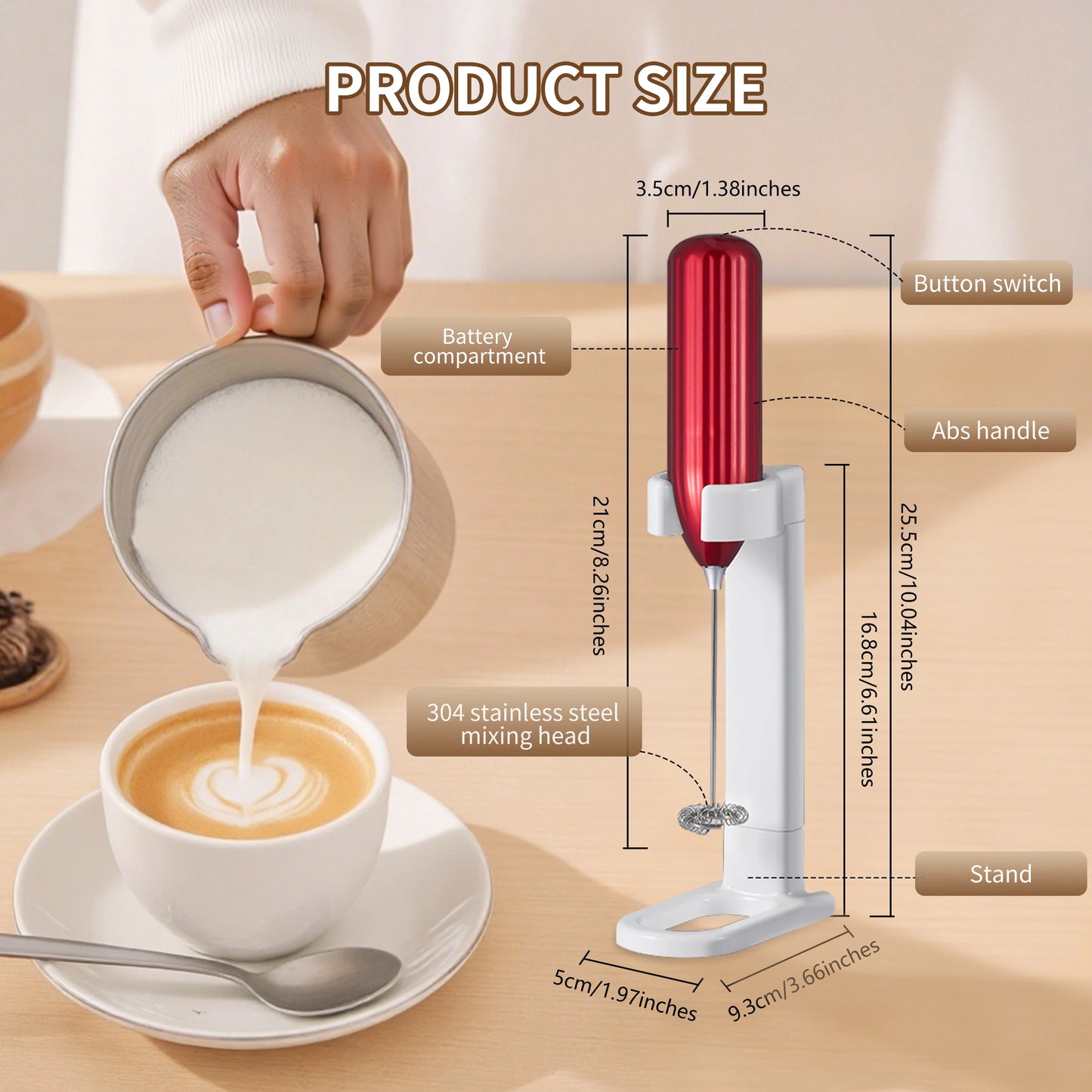 Household Kitchen Portable Mini Handheld SUS304 Mixing Head Electric Food Blender Drink Mixer Coffee Milk Frother With Stand.
