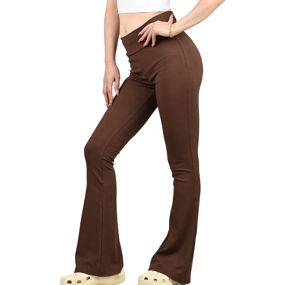 Woman Spring Summer Cinching Hip Lifting Fitness Exercise Elastic Bell Bottom Pants Women Casual Outdoor Running Yoga Pants.