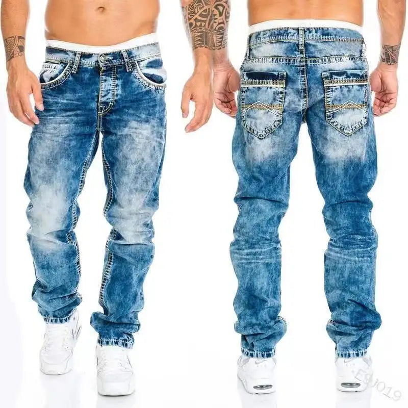 Mode Männer Hosen Gewaschen Stretch Gerade Jeans Lose Casual Designer Lange Denim Hosen Hosen Hip Hop Slim Fit Punk Hosen.
