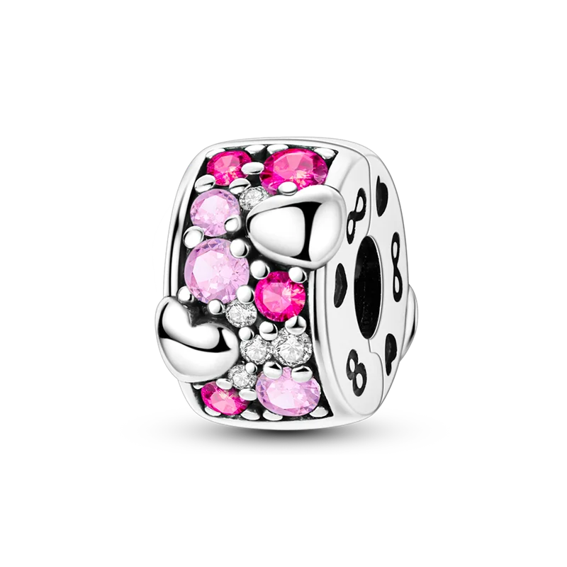 Silver Clasp 925 Sterling Silver CZ pave Clip Charms Daisy Beads Stopper Safety Chain fit Original Bangle Bracelet Jewelry Clip