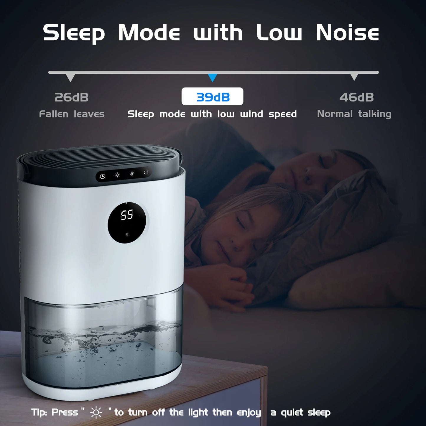 2300ML Dehumidifier Touching Control Home Appliances, Auto Defrost, Ultra Quiet Sleep Timing for Large Room Bathroom Garage RV.