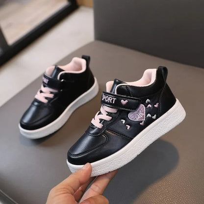 Children's Sports Shoes 2024 Spring and Autumn New Cute Girls' Sneakers Versatile Soft Breatheable Hook & Loop Fashion Kids Shoe.