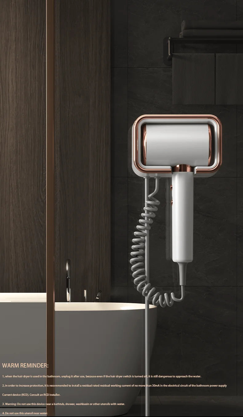 220V Hotel Wall Mounted Hair Dryer Hotel Non punching Negative Ion Hair Protection Cold and Hot Air High Power Hair Dryer