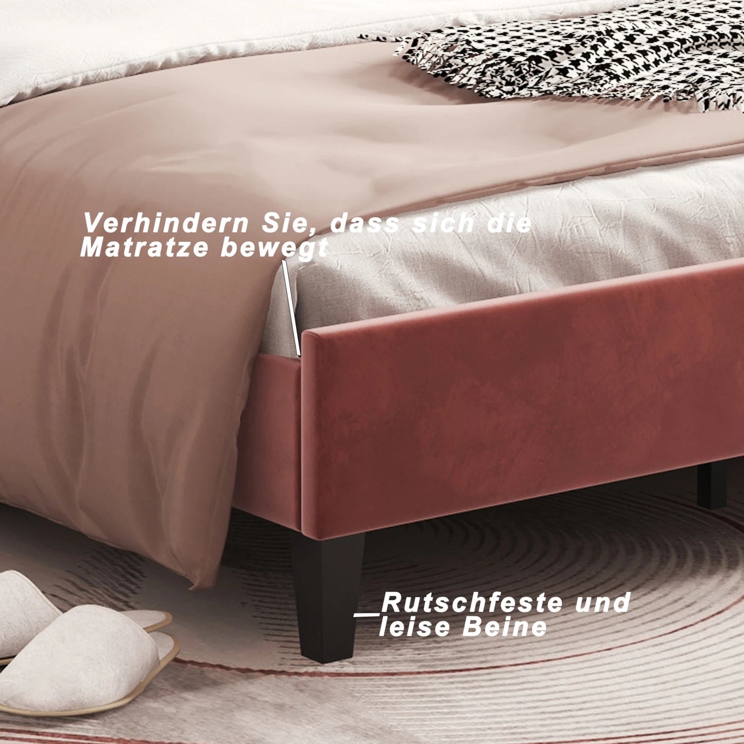 Rosahqnda Kinderbett Einzelbett Polsterbett 90x200cm Blumenkopfteil und Lattenrost aus Stoff für Mädchen ohne Matratze