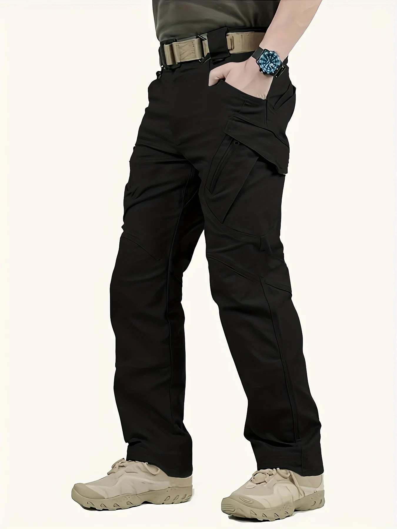 Men's multifunctional pocket tactical pants, wear-resistant Cargo Pants, water repellent, suitable for hiking and outdoor work.