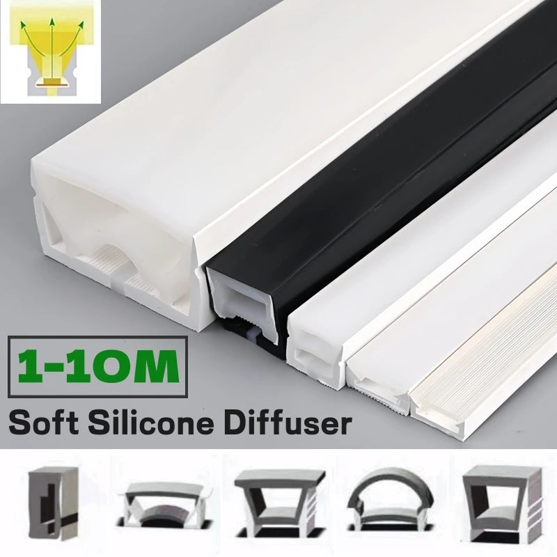 1M-10M Rimless LED Neon Rope Lamp Silicone Tube Diffuser Channel For WS2811 WS2812B Recessed Outdoor Ribbon Flexible Strip Light.